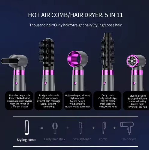 5 In 1 Hair Dryer Hot Air Comb